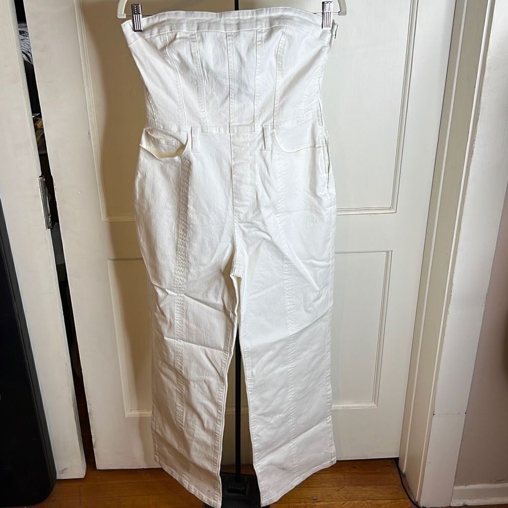 Strapless White Denim Overalls Size small